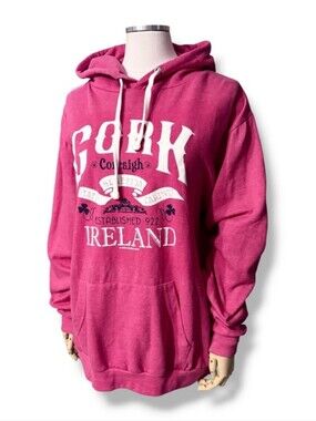 IRISH CONNEXXION Pink Grindle Hoodie “Cork Established 922 Ireland” Size Large